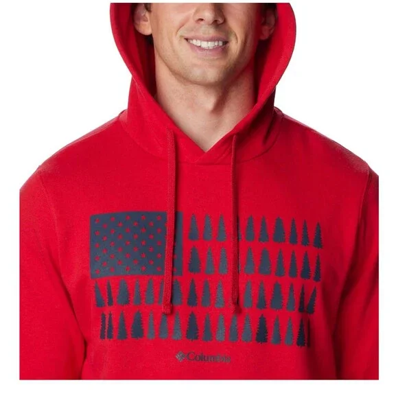 Columbia Men's Trek Graphic Hoodie, Mountain Red/Treestriped Flag, XX-Large NWT - Picture 4 of 15
